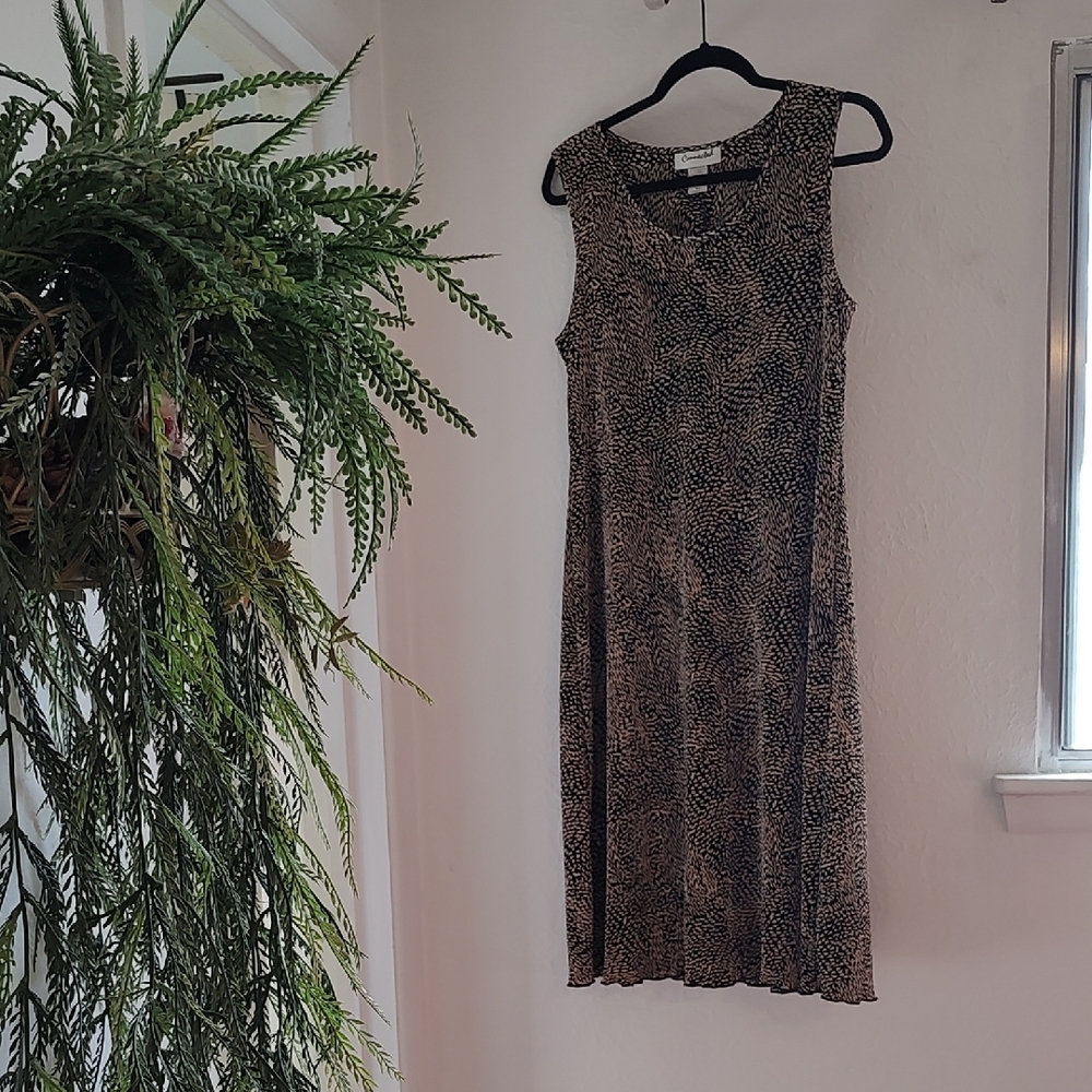 connected apparel Brown and Black Printed Midi Dress